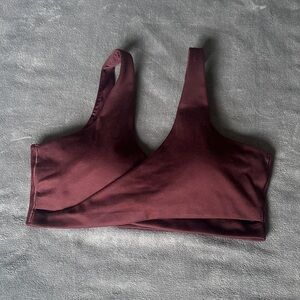 Nike cross front sports bra in deep burgundy